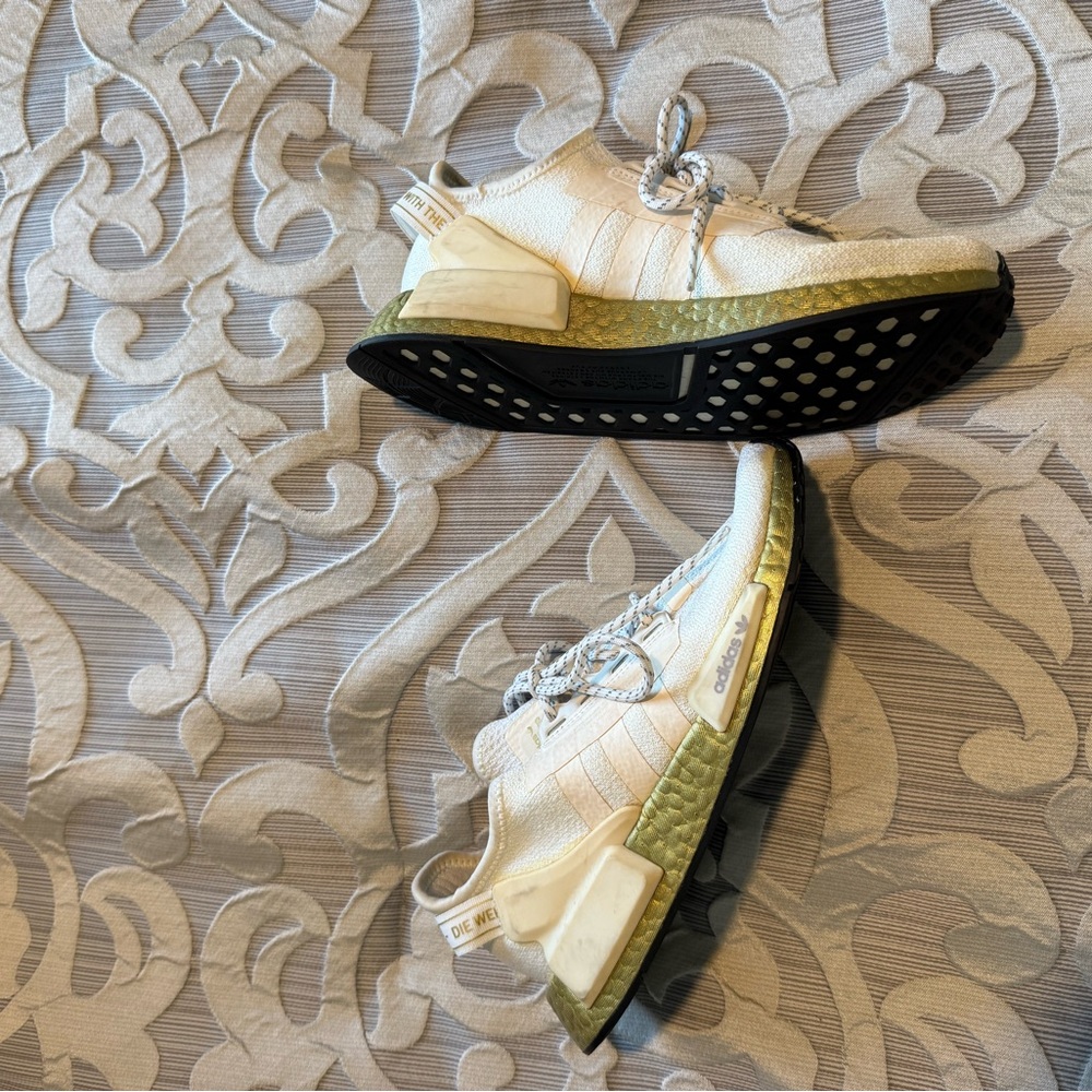 adidas White and Gold Athletic Shoes